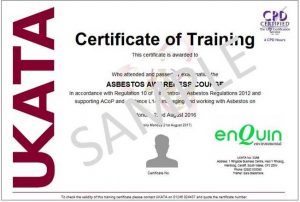 UKATA training certificate example